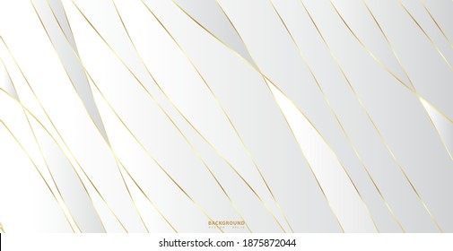 Fondo abstracto con olas doradas. Fondo de corte de papel de lujo, patrón dorado, gradientes de medio tono, plantilla de cubierta, formas geométricas, banner mínimo moderno. Ilustración vectorial 3d.