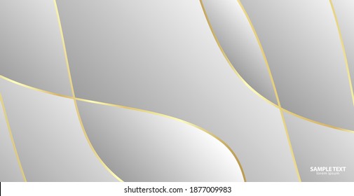Abstract background with gold waves. Luxury paper cut background, golden pattern, halftone gradients, cover template, geometric shapes, modern minimal banner. 3d Vector illustration.