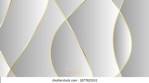 Fondo abstracto con olas doradas. Fondo de corte de papel de lujo, patrón dorado, gradientes de medio tono, plantilla de cubierta, formas geométricas, banner mínimo moderno. Ilustración vectorial 3d.