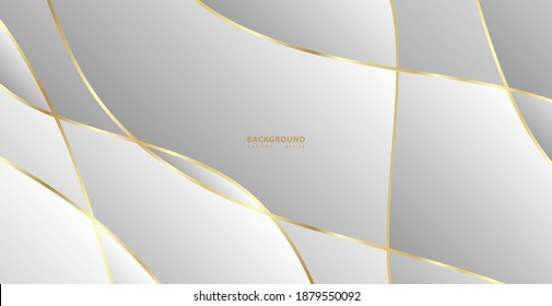 Abstract background with gold waves. Luxury paper cut background, golden pattern, halftone gradients, cover template, geometric shapes, modern minimal banner. 3d Vector illustration.