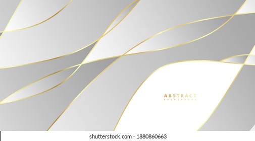Abstrakter Hintergrund mit goldenen Wellen. Luxuriöser Papierschnitt-Hintergrund, goldenes Muster, Halbtongradienten, Deckenvorlage, geometrische Formen, moderner Minimalbanner. 3D-Vektorgrafik.