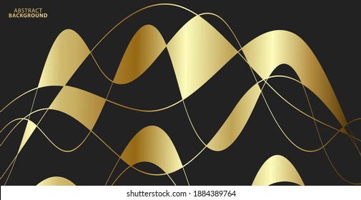 Abstract background with gold waves. Luxury paper background, golden pattern, halftone gradients, cover template, geometric shapes, modern minimal banner. Vector illustration.