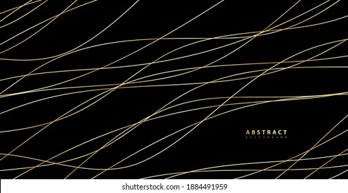 Abstract background with gold waves. Luxury paper cut background, golden pattern, halftone gradients, cover template, geometric shapes, modern minimal banner. 3d Vector illustration.
