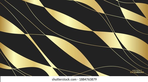 Abstract background with gold waves. Luxury paper background, golden pattern, halftone gradients, cover template, geometric shapes, modern minimal banner. Vector illustration.