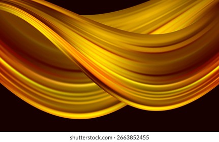 Fondo Abstractas, ondas de oro sobre negro, interesante Ilustración vectorial de patrón de rayas onduladas.