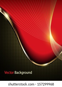 Abstract background with gold waves, vector illustration.