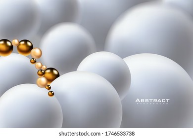Abstract background with golden balls
