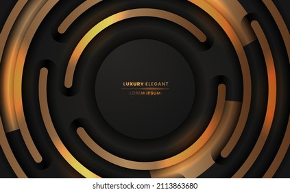 abstract background golden and black elegant luxury circle radial ring royal quality award background cover template