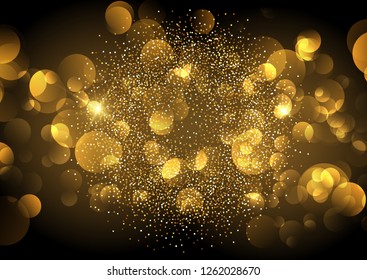 Abstract background with golden bokeh lights