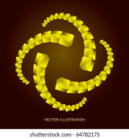 Abstract background with golden boxes
