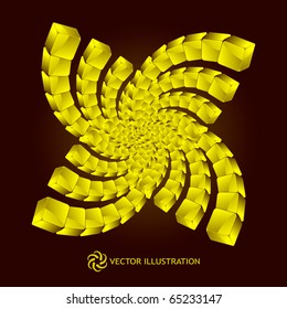 Abstract background with golden boxes