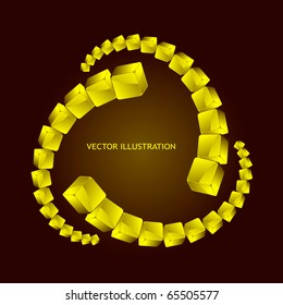 Abstract background with golden boxes