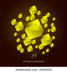 Abstract background with golden boxes