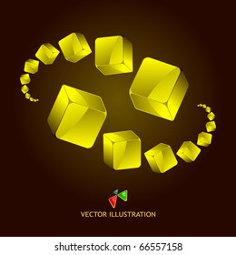 Abstract background with golden boxes
