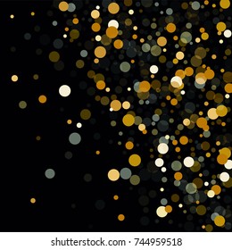 Abstract Background Golden Confetti Elements of Different Size and Color. Suitable as a Background for Greeting Cards and Posters, Christmas Design