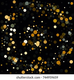 Abstract Background Golden Confetti Elements of Different Size and Color. Suitable as a Background for Greeting Cards and Posters, Christmas Design