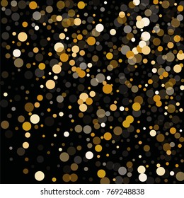 Abstract Background Golden Confetti Elements of Different Size and Color. Suitable as a Background for Greeting Cards and Posters, Christmas Design