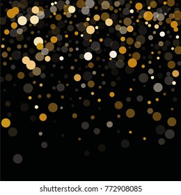 Abstract Background Golden Confetti Elements of Different Size and Color. Suitable as a Background for Greeting Cards and Posters, Christmas Design