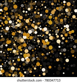 Abstract Background Golden Confetti Elements of Different Size and Color. Suitable as a Background for Greeting Cards and Posters, Christmas Design