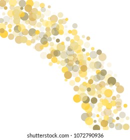 Abstract background Golden dot confetti on white background. Elements of different size and color. Suitable for backgrounds of greeting cards and posters, banners.Vector.