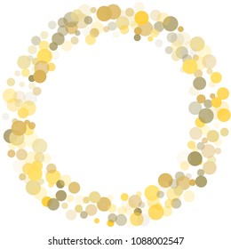 Abstract background Golden dot confetti on white background. Elements of different size and color. Suitable for backgrounds of greeting cards and posters, banners.Vector.