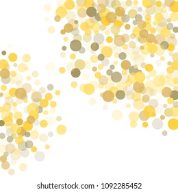 Abstract background Golden dot confetti on white background. Elements of different size and color. Suitable for backgrounds of greeting cards and posters, banners.Vector.