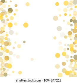 Abstract background Golden dot confetti on white background. Elements of different size and color. Suitable for backgrounds of greeting cards and posters, banners.Vector.