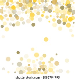 Abstract background Golden dot confetti on white background. Elements of different size and color. Suitable for backgrounds of greeting cards and posters, banners.Vector.