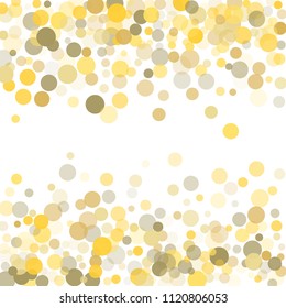 Abstract background Golden dot confetti on white background. Elements of different size and color. Suitable for backgrounds of greeting cards and posters, banners.Vector.