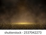 Abstract background. A golden glow with magical dust. Gold backlight. golden glitter dust. Sparkling glittery background decoration. Vector illustration