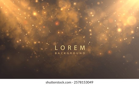 Abstract background with golden glow of smoke and glare. Transparent vector design, perfect for stage effects, presentations and banners.