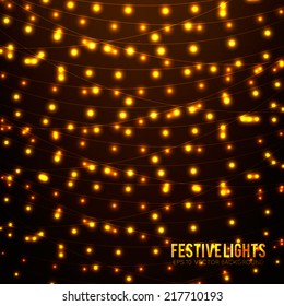 Abstract background with golden glowing lights