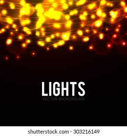 Abstract background with golden glowing lights
