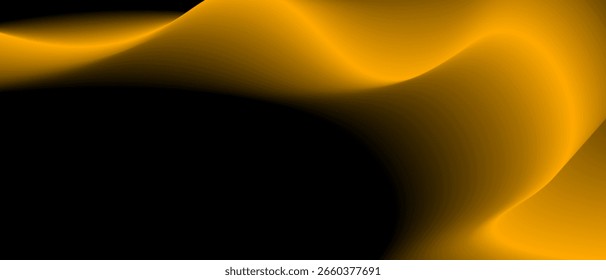 Fundo abstrato com gradiente dourado e ondas isoladas em um fundo preto. Ilustração vetorial do fundo.