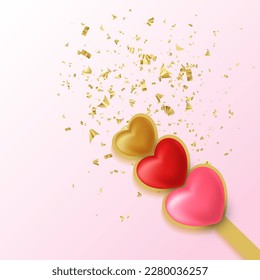 Abstract background with golden heart and sparkling