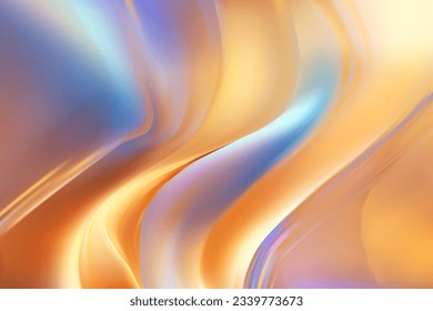 Abstract background of golden hologram waves with blue hues. The dancing flame of a gas burner. Fantasy vintage blurred background. Wallpaper with a soft transition of color. Vector gradient mesh