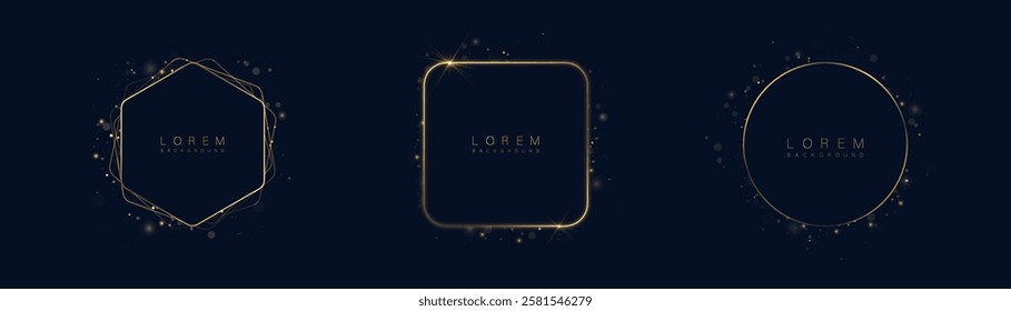 Abstract background with golden light effects on a dark background. Glowing lines and particles create an elegant and futuristic design, perfect for premium projects