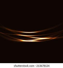Abstract background with golden  lighting lines, vector illustration