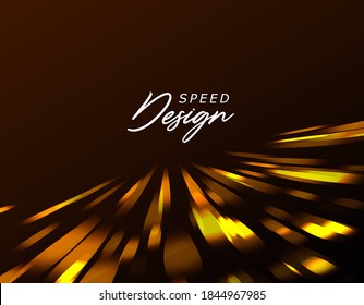Fondo abstracto de las luces doradas que se desplazan a velocidad de luz y forman una superficie texturada iluminada en el espacio oscuro, fondo premium