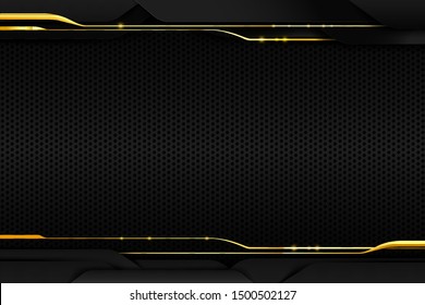 Abstract background  golden line with dark and black with hold polished metal steel texture vector illustration eps10