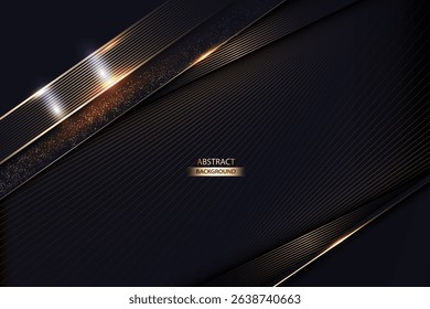 Abstract Background With Golden Line and Sparkle. Elegant Gold Abstract Background Vector Illustration.
