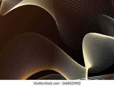  Abstrakter Hintergrund. Goldene Linienwelle. Luxus-Stil. Vektorillustration.
