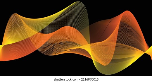 Fondo abstracto de la ola de línea dorada. Ola de patrón de seda dorada.