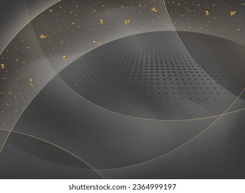 Abstract background with golden lines and dots. 