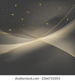 Abstract background with golden lines and dots. 