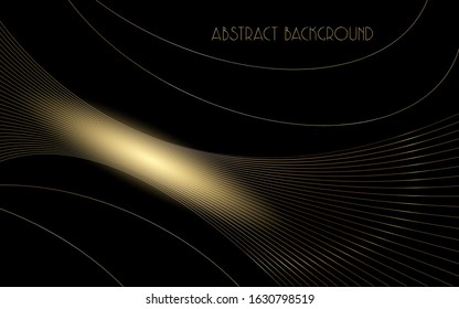Abstract background. Golden lines on a black background. Luxury vector illustration.