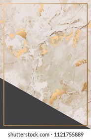 Abstract background with golden marble stone texture and gold frame. Vector illustration design.