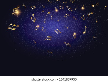 Fondo abstracto con diseño de notas de música dorada