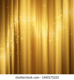 Abstract background of golden neon lines. Light effect for your design. Flying glowing particles. Futuristic backdrop. Random neon lines. Vector illustration. EPS 10
