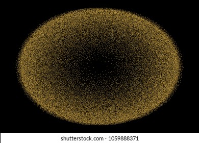Abstract background. Golden oval with a dotted pattern on a black background. A place to insert an image or text.